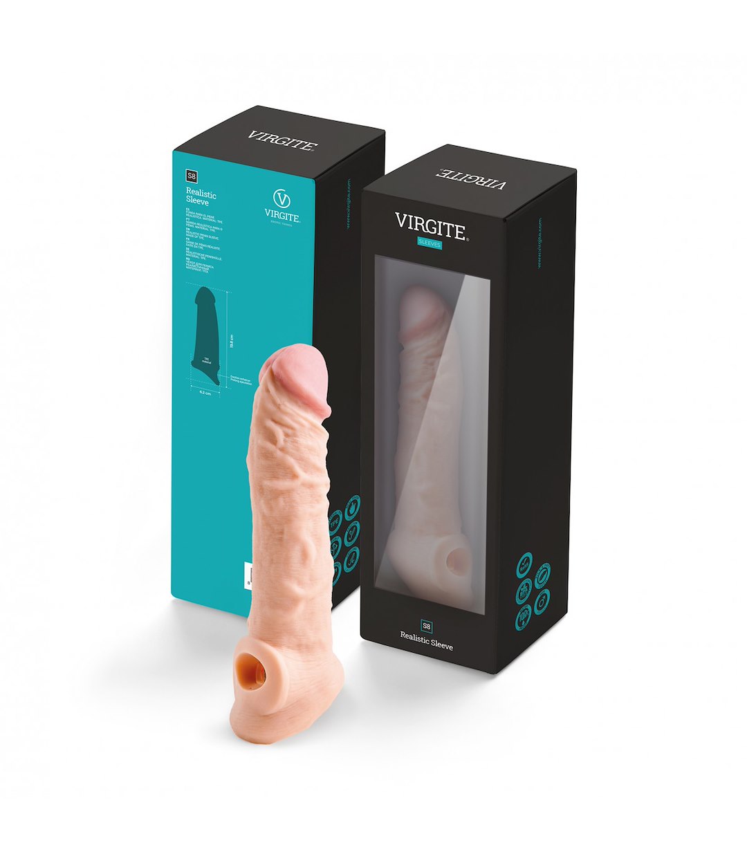 VIRGITE - SLEEVES - REALISTIC PENIS SHEATH S8 FLESH 19.8 CM