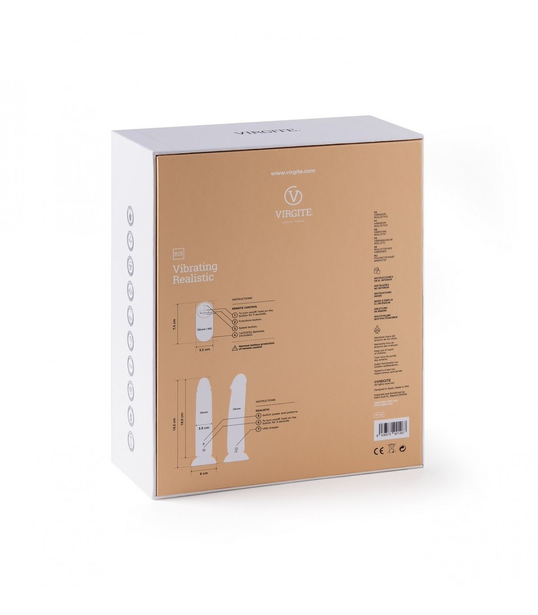 REALISTIC VIBRATOR "R15" FLESH 16.5CM W/ REMOTE CONTROL — zdjęcie 4