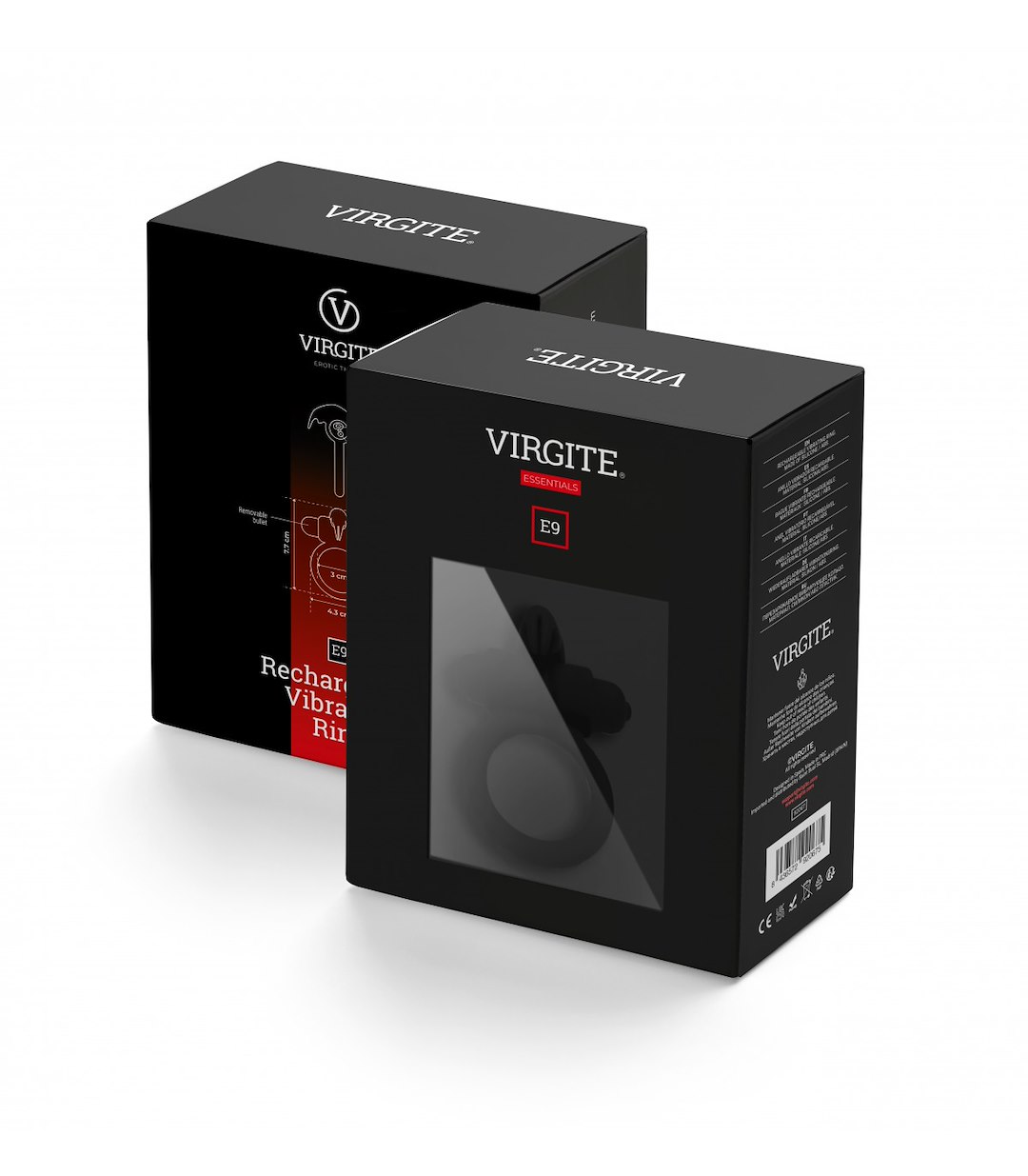 VIRGITE - ESSENTIALS - E9 BLACK RECHARGEABLE VIBRATING RING
