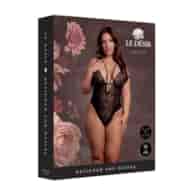 Wireless Lace Bodysuit with Adjustable Sliders - Plus Size - Black