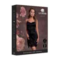 Open Back Silk Dress with Criss Cross Details and Slit - One Size - Black