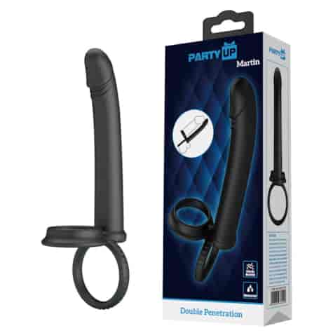 Martin Dildo do podwójnej penetracji z podwójnym pierścieniem na penisa i jądra