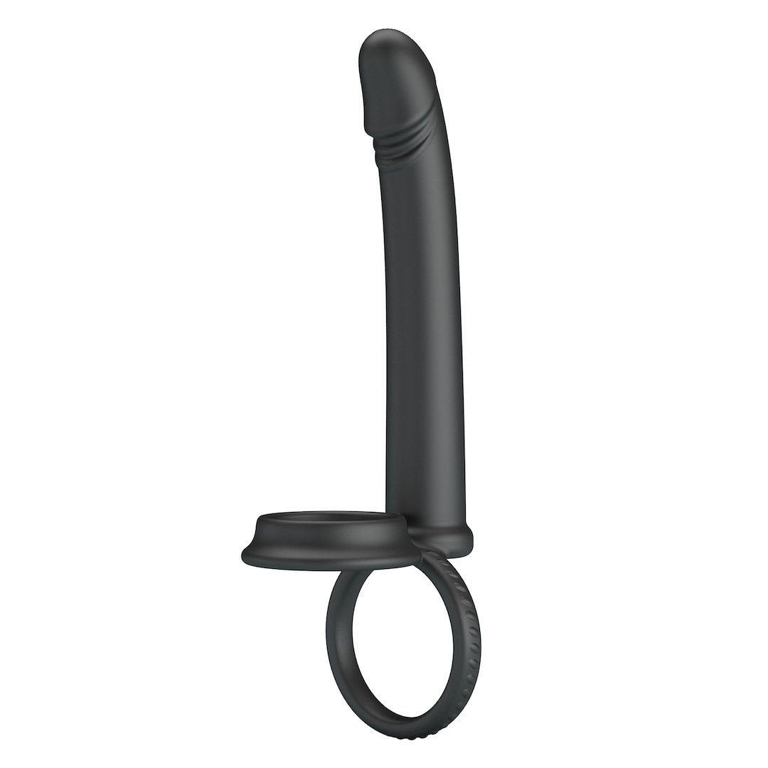 Martin Dildo do podwójnej penetracji z podwójnym pierścieniem na penisa i jądra — zdjęcie 2