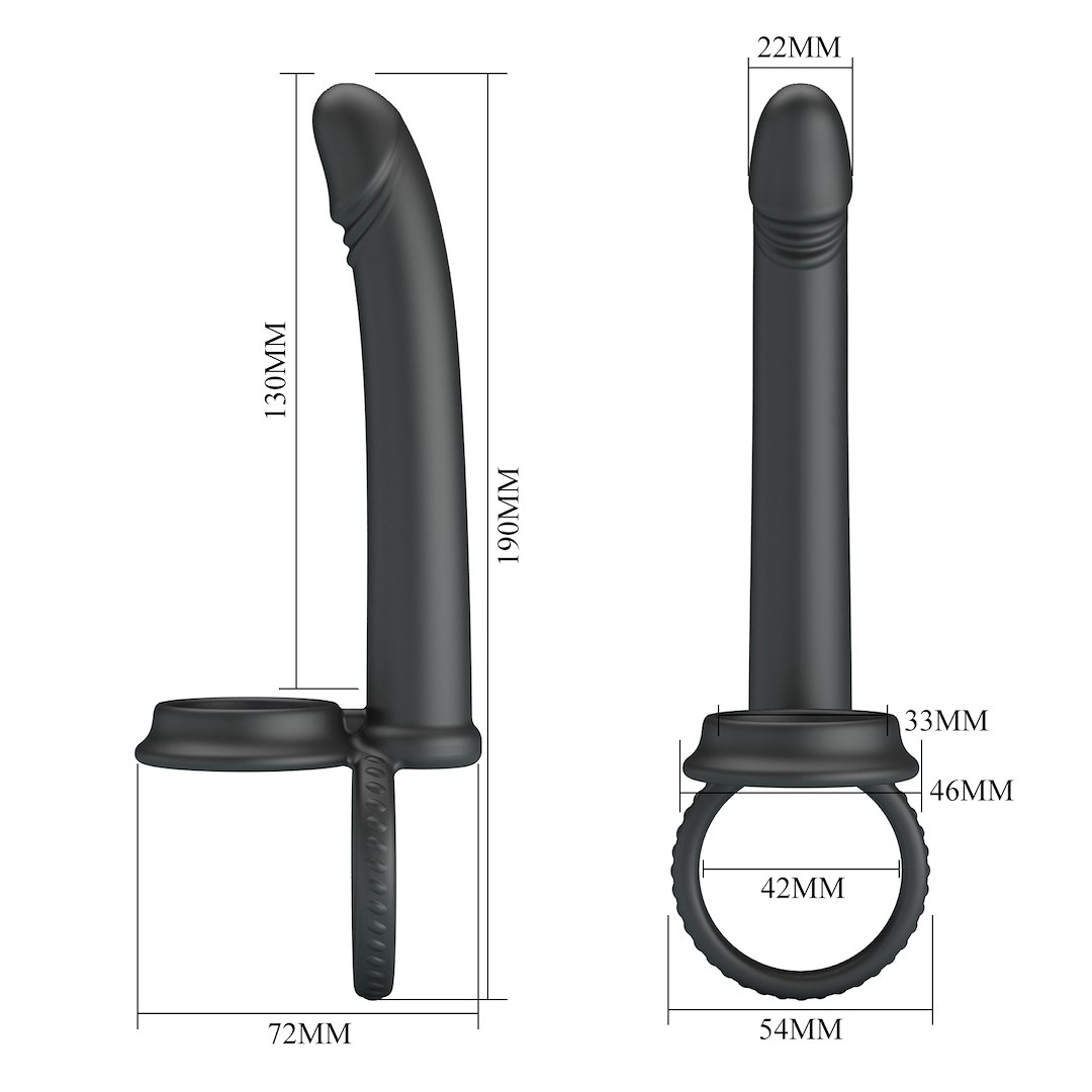 Martin Dildo do podwójnej penetracji z podwójnym pierścieniem na penisa i jądra — zdjęcie 4