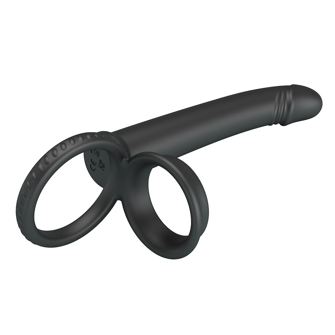 Martin Dildo do podwójnej penetracji z podwójnym pierścieniem na penisa i jądra — zdjęcie 7