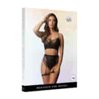 2-Piece Bra Set with Garters - One Size - Black