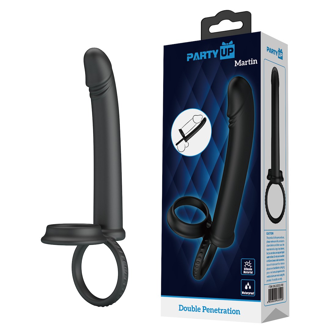 Party Up - Martin Dildo do podwójnej penetracji z podwójnym piercieniem na penisa i j¹dra
