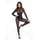 Koronkowy catsuit Enigma z gorsetem pod biustem XL Noir Handmade