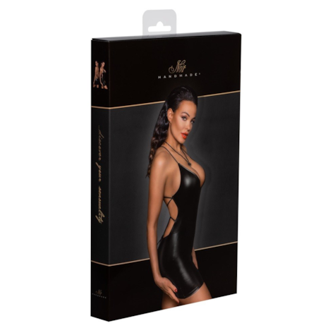 Mini Powerwetlook dress with lace-up back L Noir Handmade