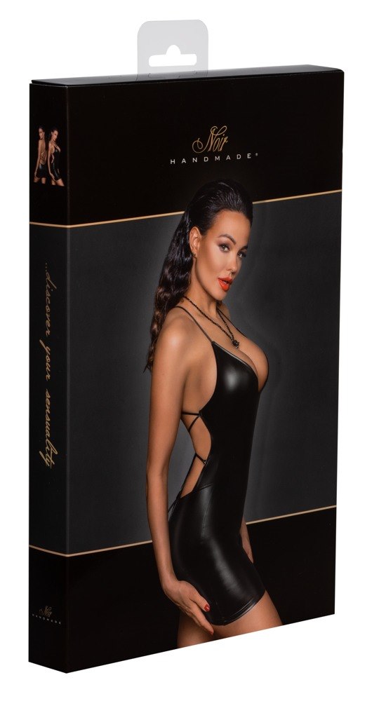 Mini Powerwetlook dress with lace-up back L Noir Handmade