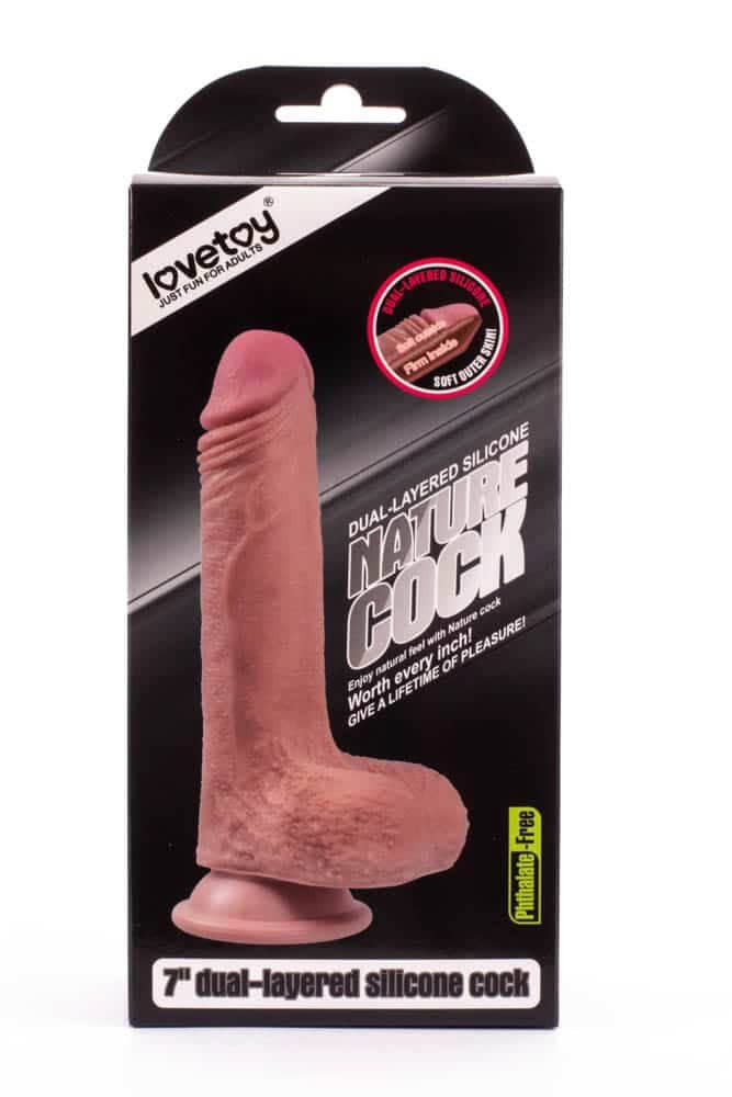 Dildo silikonowe z przyssawką Dual Layered Liquid 18 cm Lovetoy — zdjęcie 7