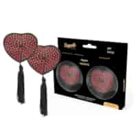 COQUETTE CHIC DESIRE - NIPPLE COVERS HEART BLACK / RED