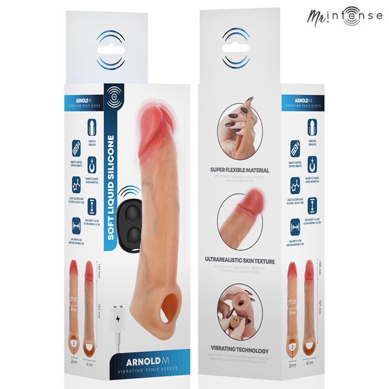 MR. INTENSE PENIS ACCESSORIES - MR INTENSE - ARNOLD M VIBRATOR SILICONE PENIS SLEEVE WITH REMOTE CONTROL 14.5 CM -O- 4 CM