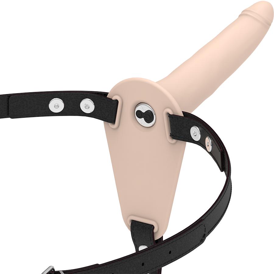 FETISH SUBMISSIVE HARNESS - FLESH SILICONE VIBRATOR 15 CM — zdjęcie 2