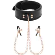 BEGME - BLACK EDITION COLLAR WITH NIPPLE CLAMPS WITH NEOPRENE LINING