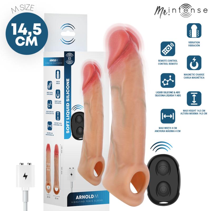 MR INTENSE - ARNOLD M VIBRATOR SILICONE PENIS SLEEVE WITH REMOTE CONTROL 14.5 CM -Ø- 4 CM — zdjęcie 2