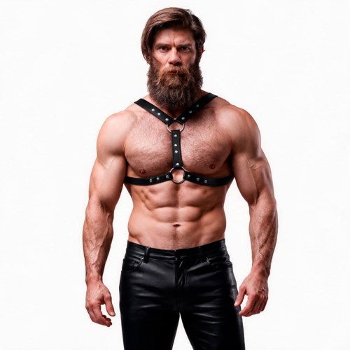 Fetish Submissive Attitude - Eco-Leather Chest Harness With Double Support And Studs For Men — zdjęcie 2