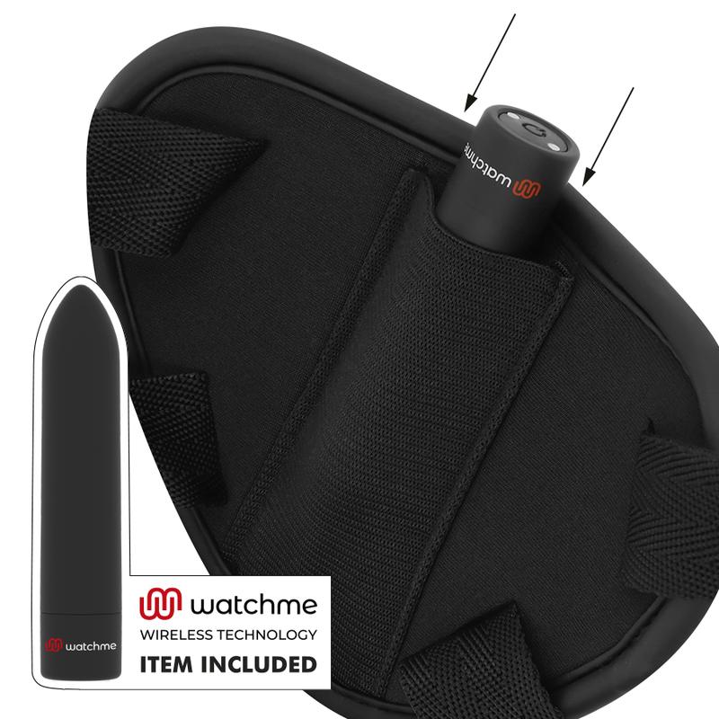 FETISH SUBMISSIVE CYBER STRAP - HARNESS WITH DILDO AND BULLET REMOTE CONTROL WATCHME L TECHNOLOGY — zdjęcie 9