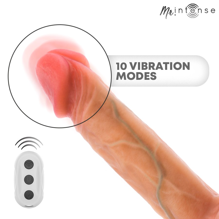 MR INTENSE - LOGAN VIBRATOR DILDO SILICONE WITH HEAT EFFECT AND REMOTE CONTROL 20 CM -Ø- 4,1 CM — zdjęcie 4