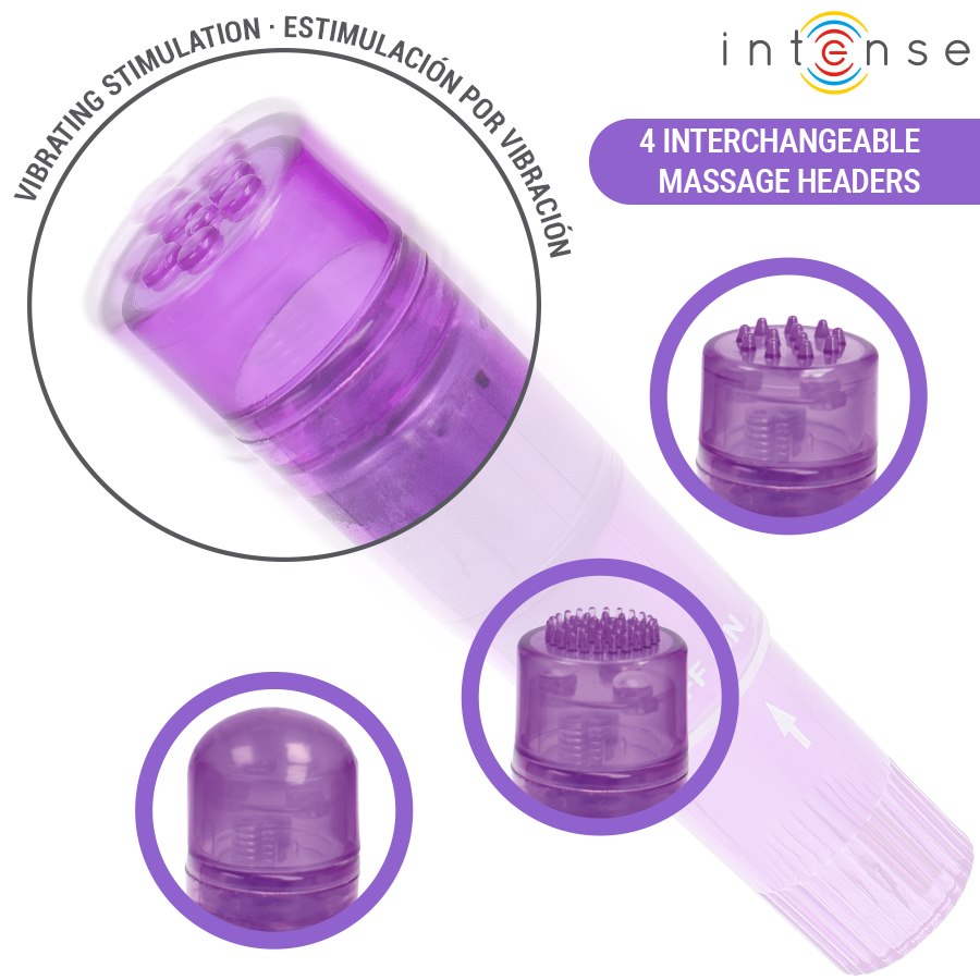 Intense Fun Toys - Intense - Kurt Mini Massager With 4 Interchangeable Heads Purple — zdjęcie 3