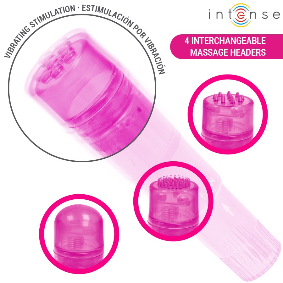 Intense Fun Toys - Intense - Kurt Mini Massager With 4 Interchangeable Heads Pink — zdjęcie 3
