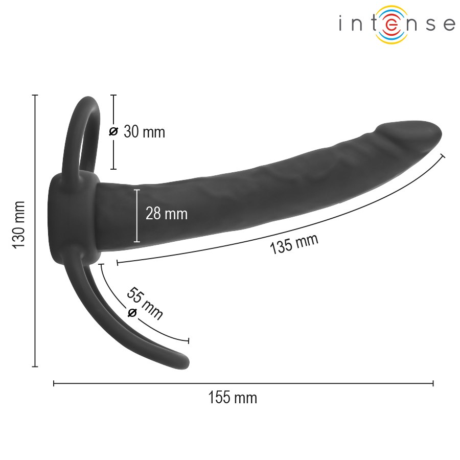 Intense For Him - Intense- Lucas Anal Dildo With Cock And Testicle Ring Silicone — zdjęcie 3