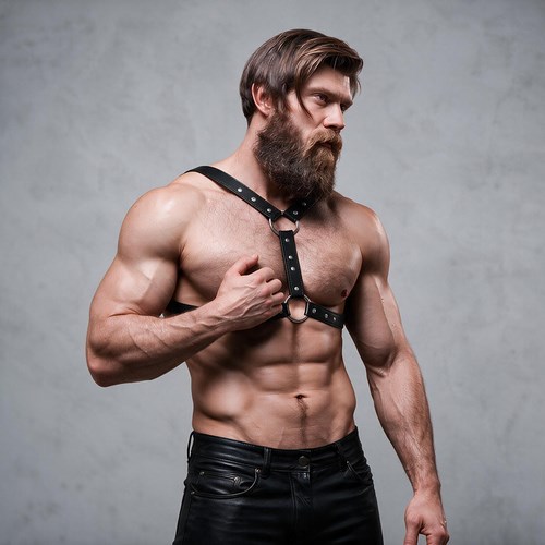 Fetish Submissive Attitude - Eco-Leather Chest Harness With Double Support And Studs For Men — zdjęcie 4