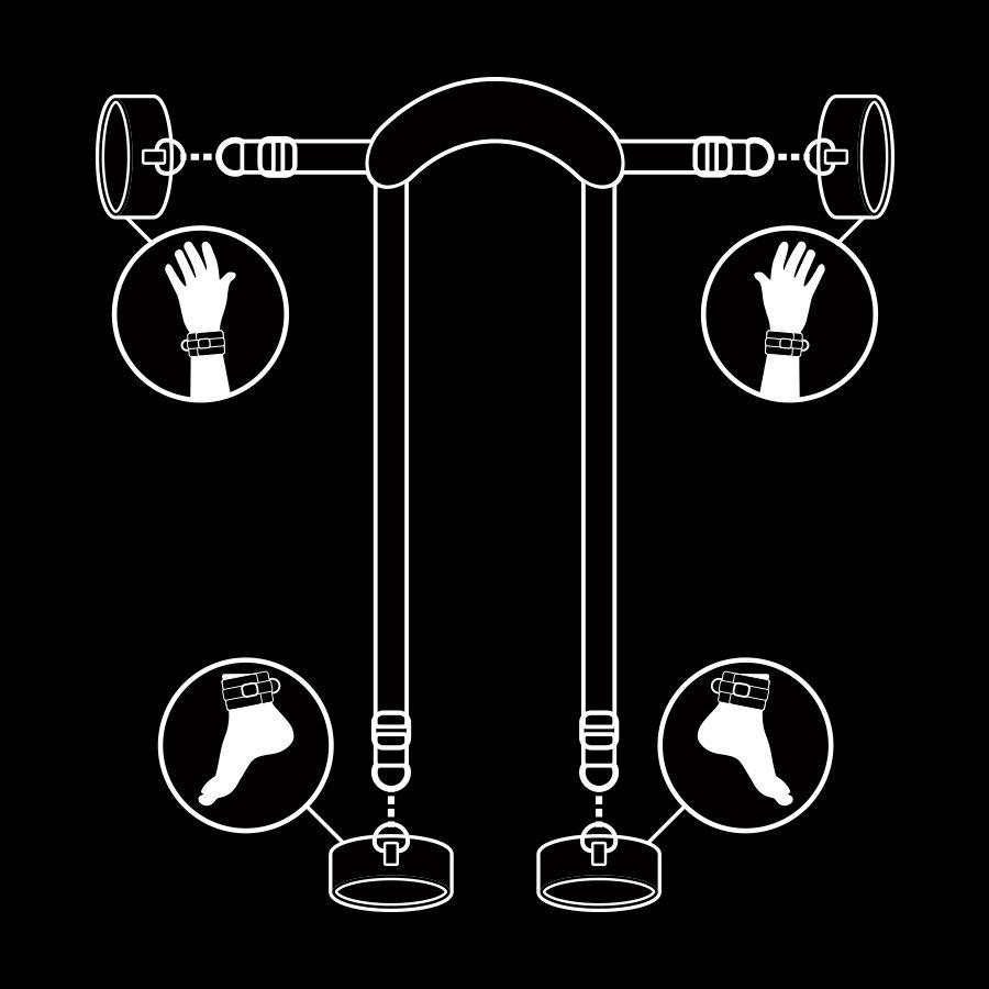 FETISH SUBMISSIVE - MASTER POSITION WITH 4 NOPRENE-LINED HANDCUFFS — zdjęcie 6
