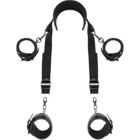 FETISH SUBMISSIVE - MASTER POSITION WITH 4 NOPRENE-LINED HANDCUFFS