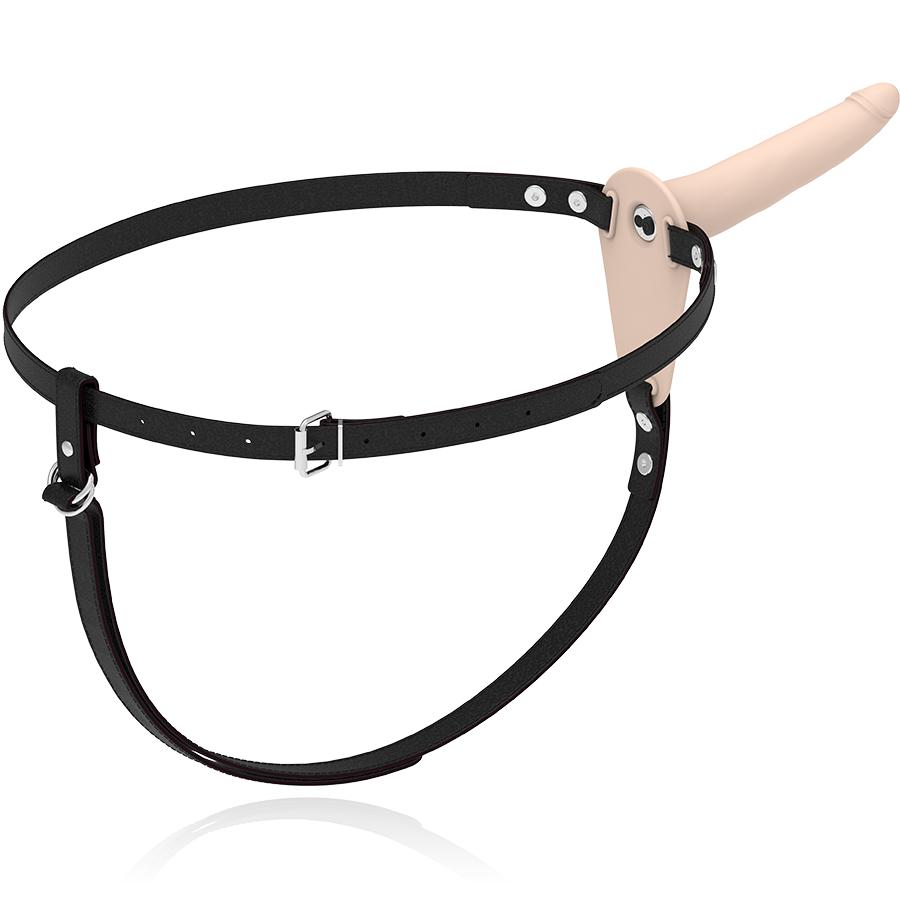 FETISH SUBMISSIVE HARNESS - FLESH SILICONE VIBRATOR 15 CM — zdjęcie 5