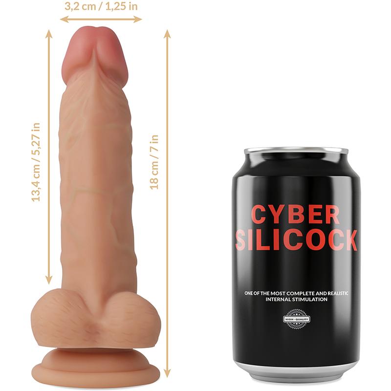 CYBER SILICOCK - STRAP-ON JUDE LIQUID SILICONE WITH 3 RINGS FREE 18 CM -O- 3.2 CM — zdjęcie 7