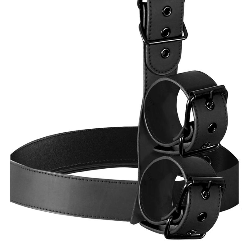 FETISH SUBMISSIVE BONDAGE - COLLAR & WRIST CUFFS BODY RESTRAINT SET — zdjęcie 5