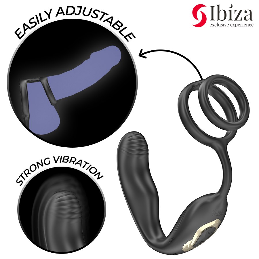IBIZA - WIGGLE REMOTE CONTROLLED ROTATING ANAL PLUG WITH PERINEAL VIBRATION AND PENIS ENHANCING RINGS — zdjęcie 5