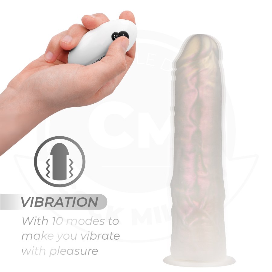 COCK MILLER - DILDO WITH SUCTION CUP, LIGHTS AND VIBRATION WITH REMOTE CONTROL WHITE 19.5 CM — zdjęcie 5