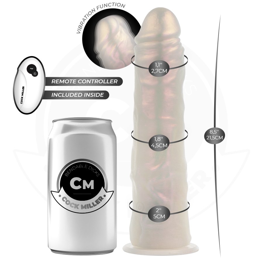 COCK MILLER - DILDO WITH SUCTION CUP, LIGHTS AND VIBRATION WITH REMOTE CONTROL WHITE 21.5 CM — zdjęcie 5