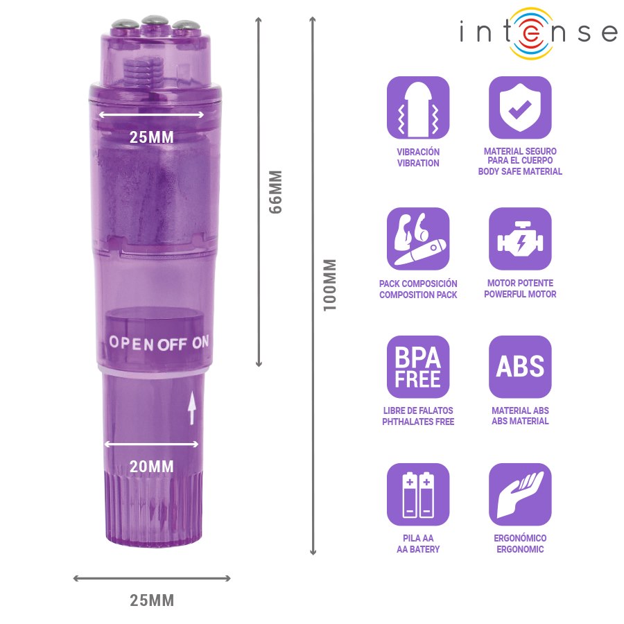Intense Fun Toys - Intense - Kurt Mini Massager With 4 Interchangeable Heads Purple — zdjęcie 5