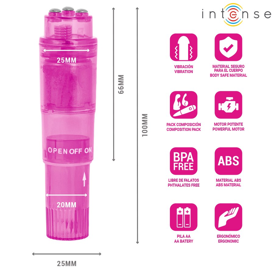 Intense Fun Toys - Intense - Kurt Mini Massager With 4 Interchangeable Heads Pink — zdjęcie 5