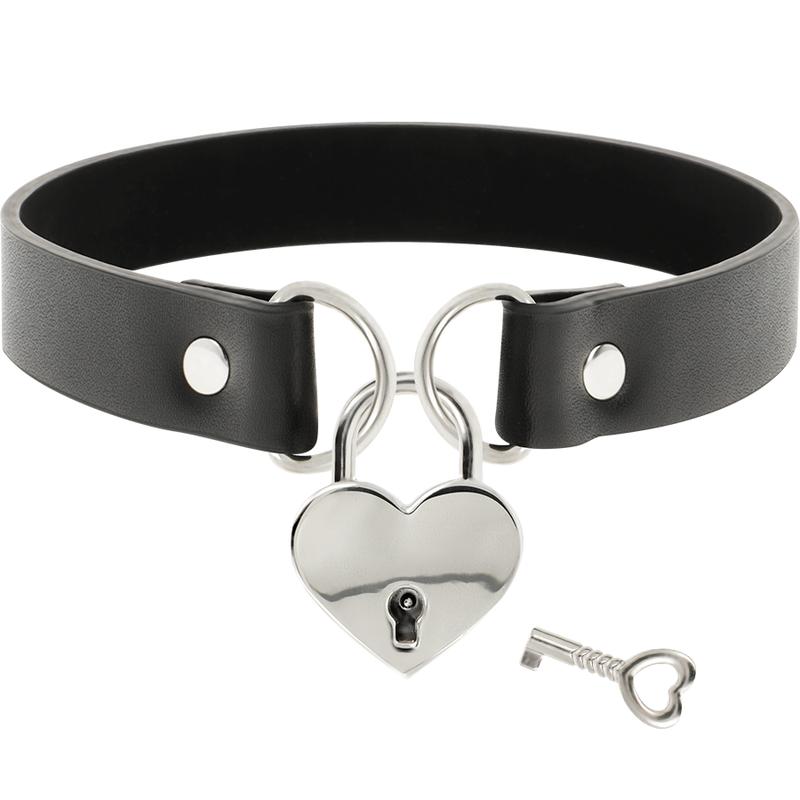 COQUETTE CHIC DESIRE - VEGAN LEATHER NECKLACE WITH HEART ACCESSORY WITH KEY — zdjęcie 6