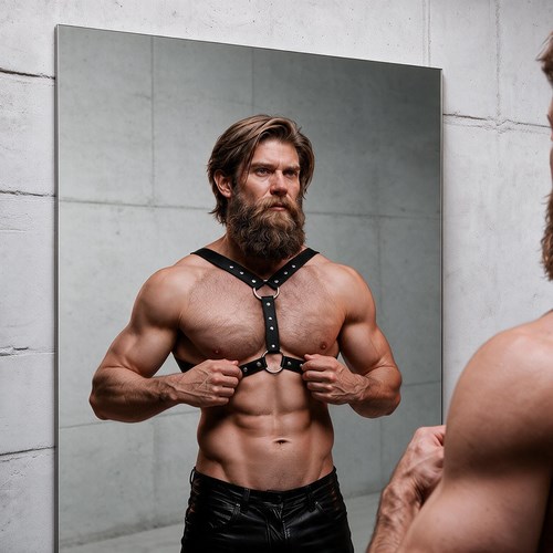 Fetish Submissive Attitude - Eco-Leather Chest Harness With Double Support And Studs For Men — zdjęcie 6