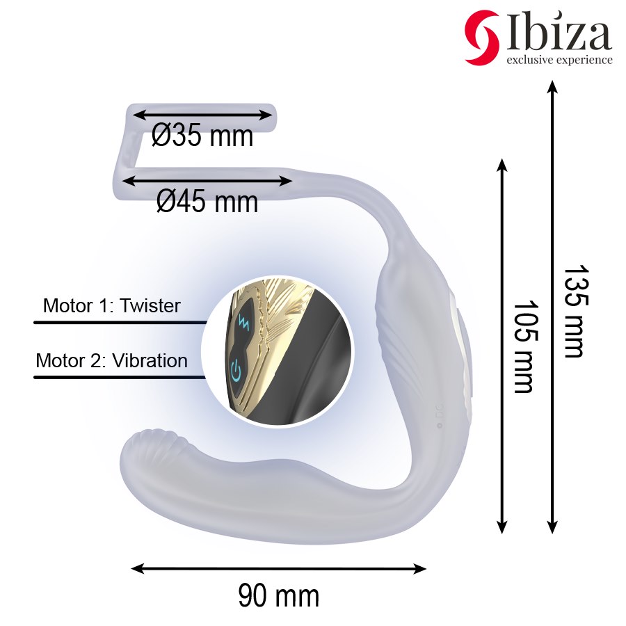 IBIZA - WIGGLE REMOTE CONTROLLED ROTATING ANAL PLUG WITH PERINEAL VIBRATION AND PENIS ENHANCING RINGS — zdjęcie 6