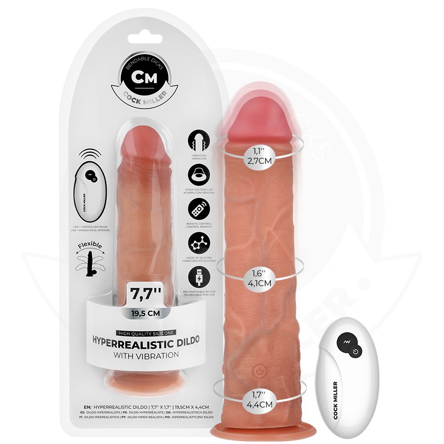 COCK MILLER - REALISTIC DILDO WITH SUCTION CUP AND REMOTE CONTROL VIBRATION 19.5 CM — zdjęcie 6