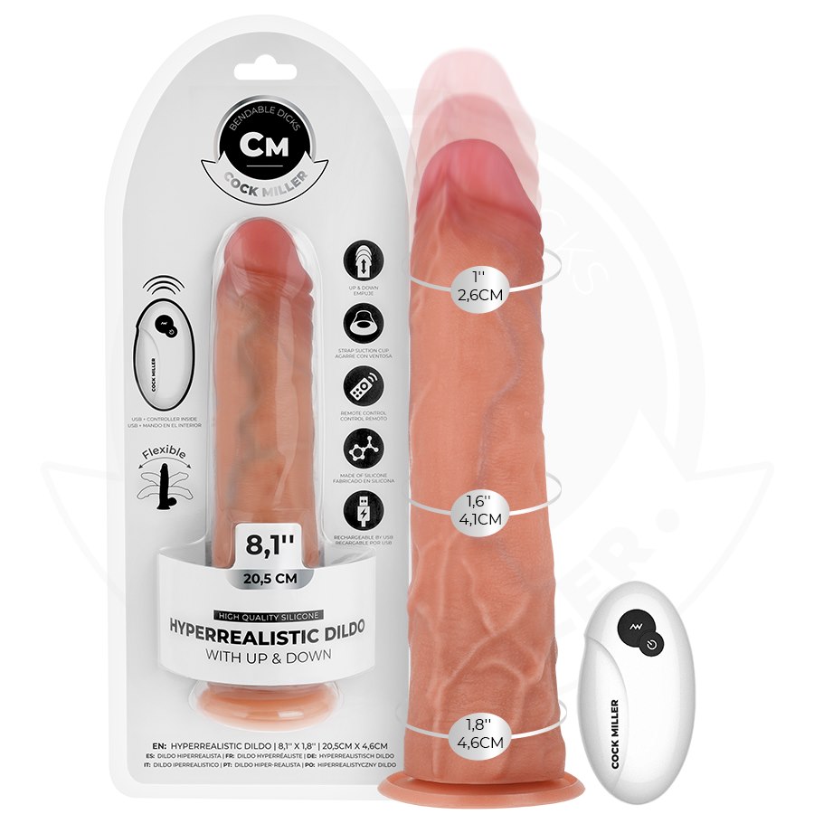 COCK MILLER - HYPER-REALISTIC DILDO WITH SUCTION CUP AND THRUSTING WITH REMOTE CONTROL 20.5 CM — zdjęcie 6