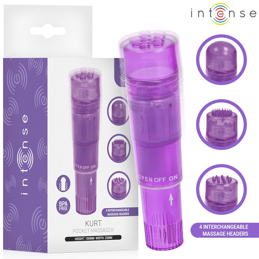 Intense Fun Toys - Intense - Kurt Mini Massager With 4 Interchangeable Heads Purple