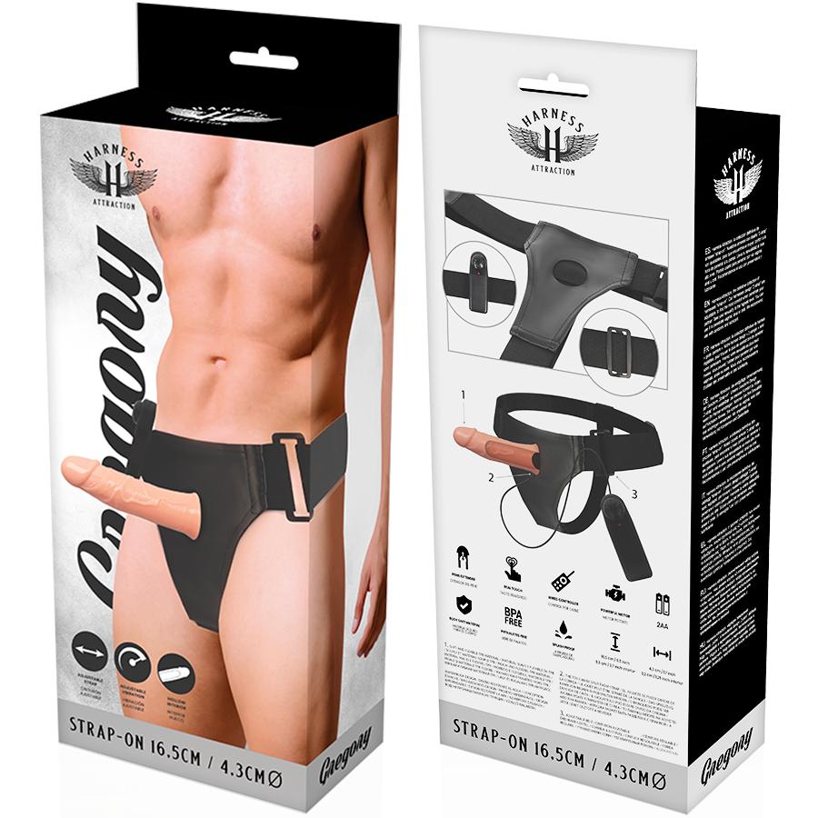 HARNESS ATTRACTION - GREGORY HOLLOW RNES WITH VIBRATOR 16.5 CM -O- 4.3 CM — zdjęcie 7
