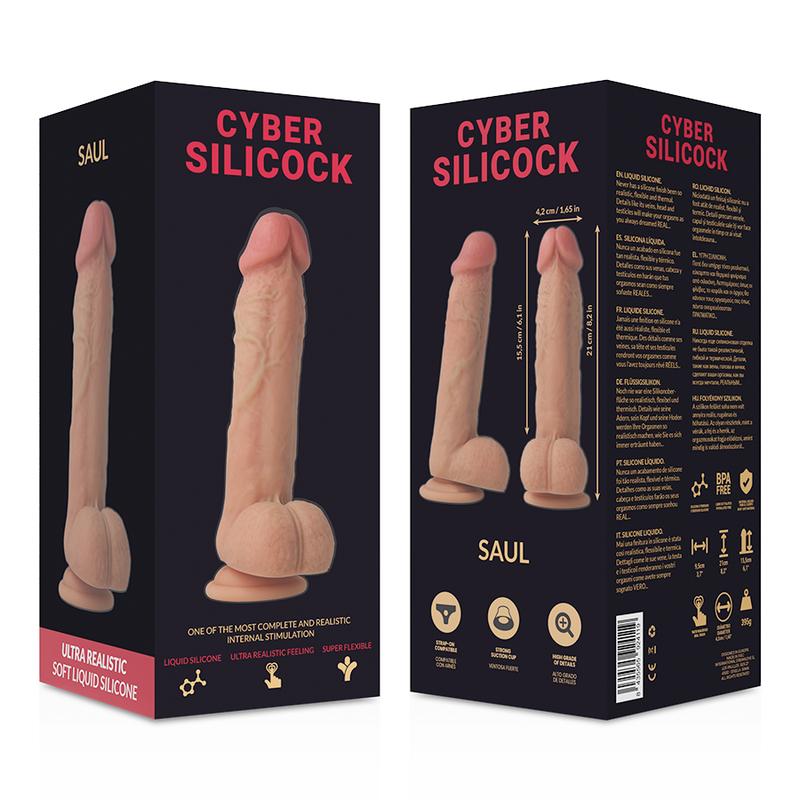 CYBER SILICOCK - STRAP-ON SAUL LIQUID SILICONE WITH 3 RINGS FREE 15.5 CM -O- 4.2 CM — zdjęcie 9