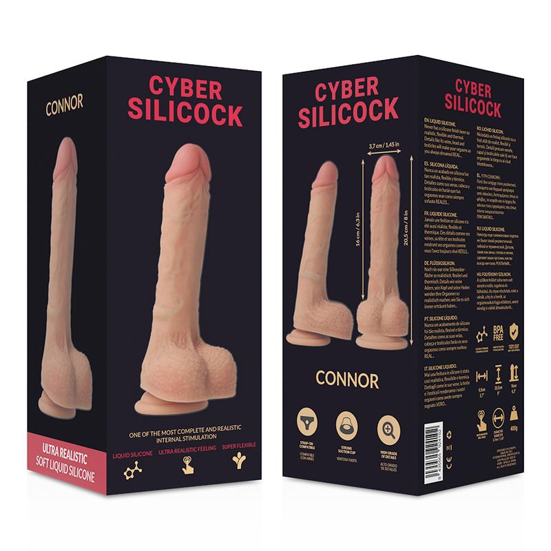CYBER SILICOCK - STRAP-ON CONNOR LIQUID SILICONE WITH 3 RINGS FREE 20.5 CM -O- 3.7 CM — zdjęcie 9