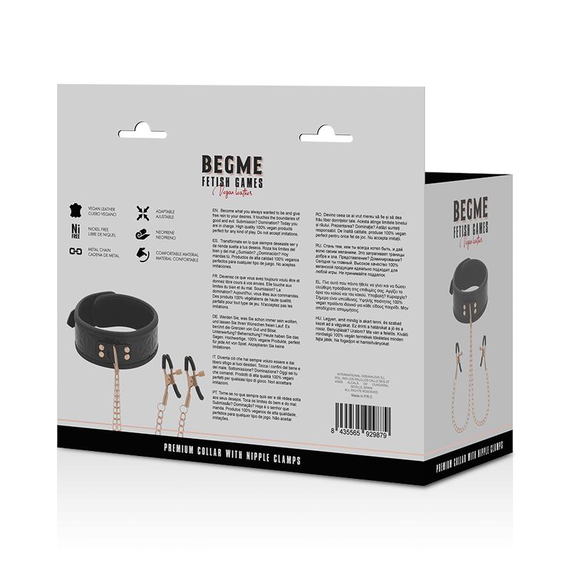BEGME - BLACK EDITION COLLAR WITH NIPPLE CLAMPS WITH NEOPRENE LINING — zdjęcie 7