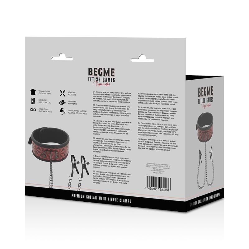 BEGME - RED EDITION COLLAR WITH NIPPLE CLAMPS WITH NEOPRENE LINING — zdjęcie 7