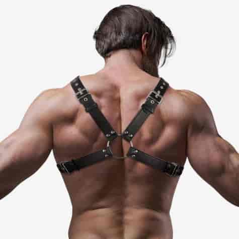 FETISH SUBMISSIVE ATTITUDE - MENS CROSS CHEST ECO-LEATHER HARNESS