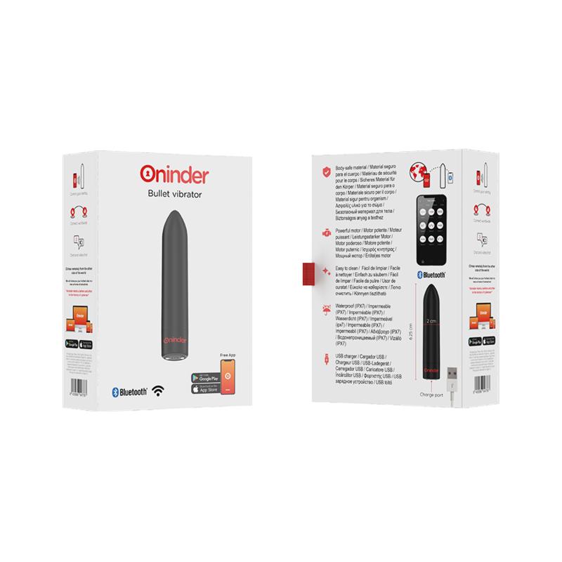 ONINDER - BERLIN BULLET VIBRATOR BLACK 9 MODES 8.5 X 2 CM - FREE APP — zdjęcie 7